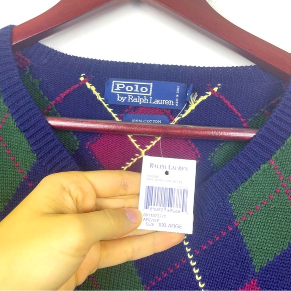 Polo by Ralph Lauren NEW with Tags Mens XXL Vintage 90s Argyle Pullover Sweater - Picture 4 of 7